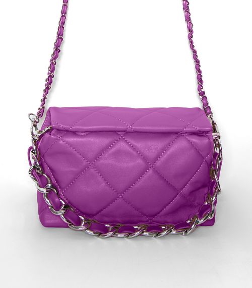 Bolsa Feminina Matelassada Com Corrente Bela Gaia Roxo