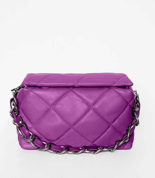 Bolsa Feminina Matelassada Com Corrente Bela Gaia Roxo