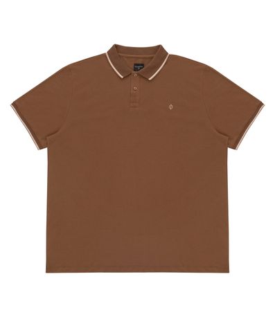 Camisa Polo Masculina Plus Size Diametro Marrom