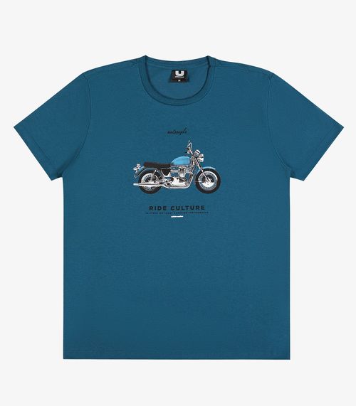 Camiseta Masculina Meia Malha Estampada Ultimato Azul
