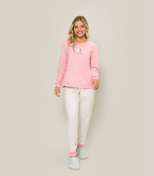 Pijama Feminino Manga Longa Evanilda Rosa