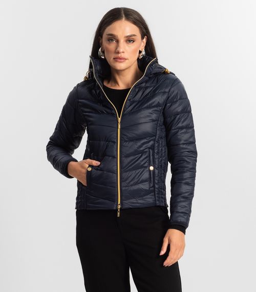 Jaqueta Feminina com Capuz em Microfibra Endless Azul