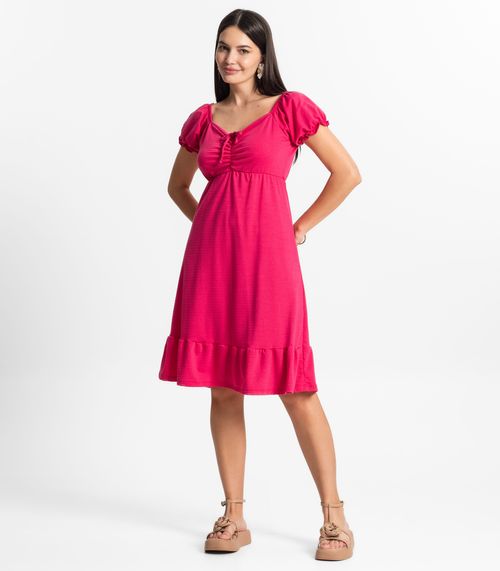 Vestido Feminino Curto Tecido Maquinetado Use Up Rosa