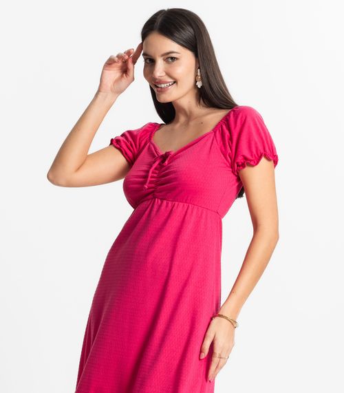 Vestido Feminino Curto Tecido Maquinetado Use Up Rosa