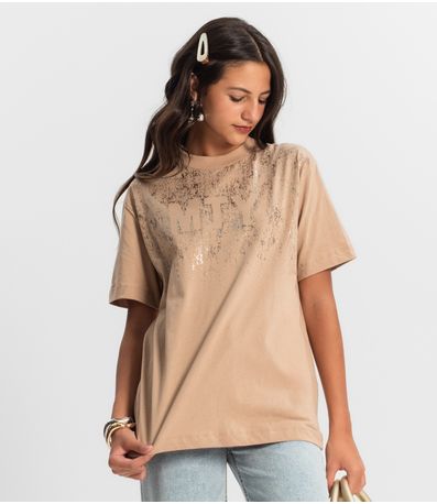 T - Shirt Juvenil Feminina Minty Marrom