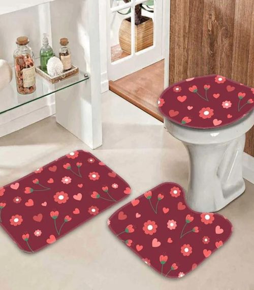 Jogo De Tapetes Para Banheiro Wevans Vermelho