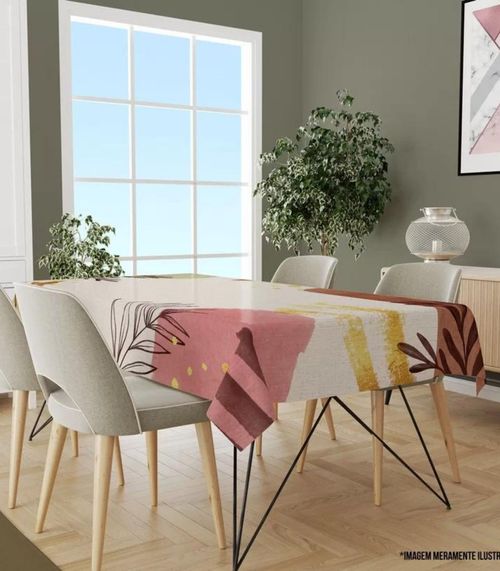 Toalha De Mesa Retangular 6 Lugares Wevans Rosa
