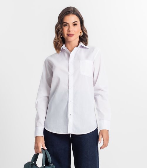 Camisa Feminina Oversized Manga Longa Select Branco