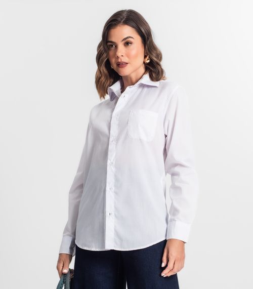 Camisa Feminina Oversized Manga Longa Select Branco