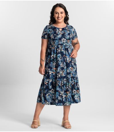 Vestido Feminino Midi Recorte Maria Midsize Select Azul