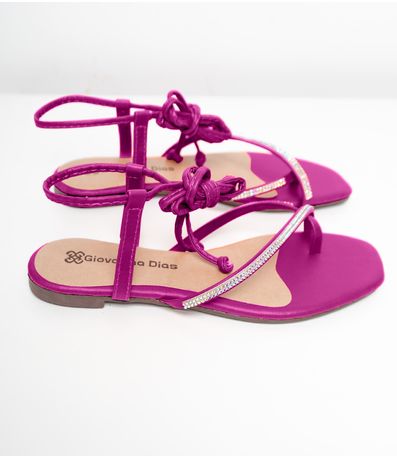 Sandália Feminina De Amarração E Strass Select Rosa