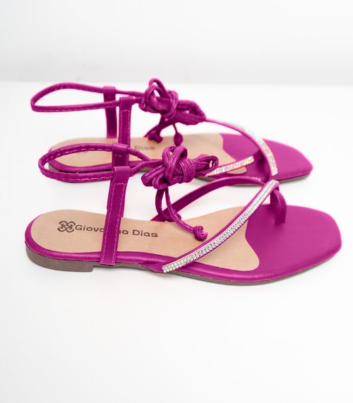 Sandália Feminina De Amarração E Strass Select Rosa