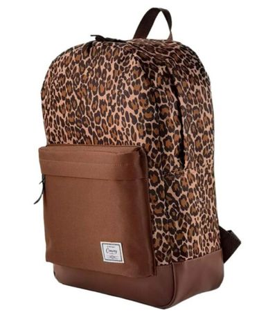 Mochila Escolar Casual Estampa Oncinha Yins Marrom
