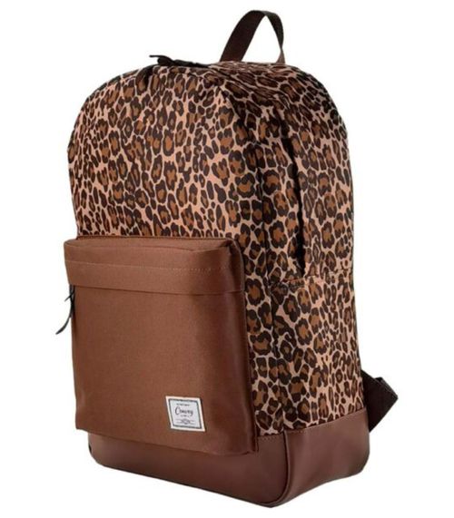 Mochila Escolar Casual Estampa Oncinha Yins Marrom