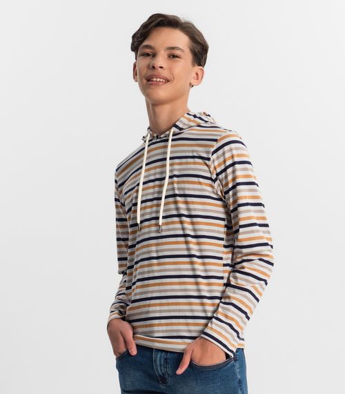 Camiseta Juvenil Masculina Listrada Minty Marrom