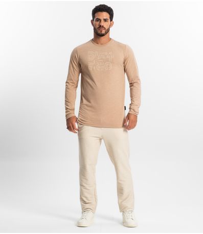 Calça Masculina Em Moletinho Diamentro Bege