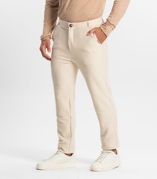 Calça Masculina Em Moletinho Diamentro Bege