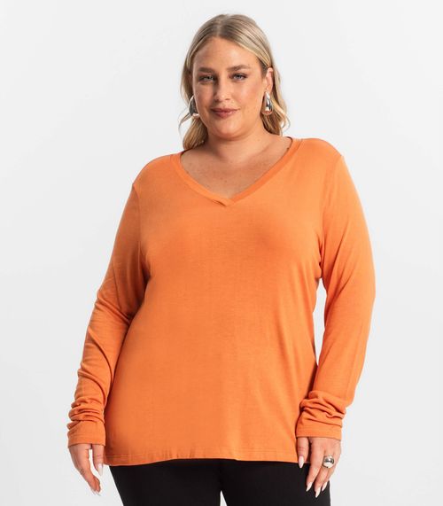 Blusa Manga Longa Visco Tricot Secret Glam Laranja