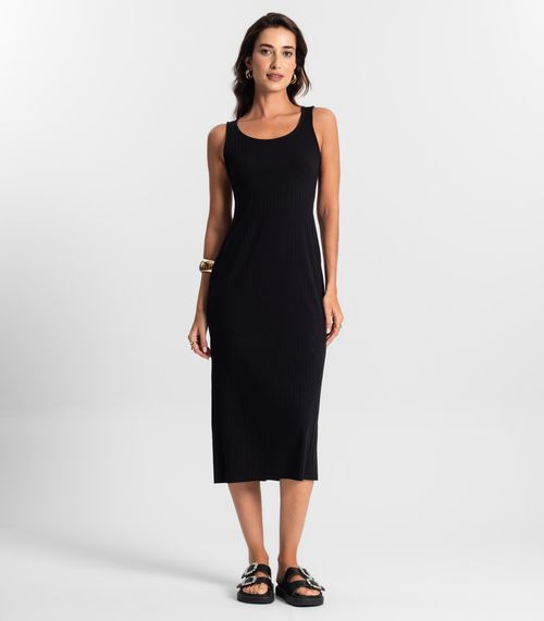 Vestido Feminino Midi Ribana Nobre KO Preto