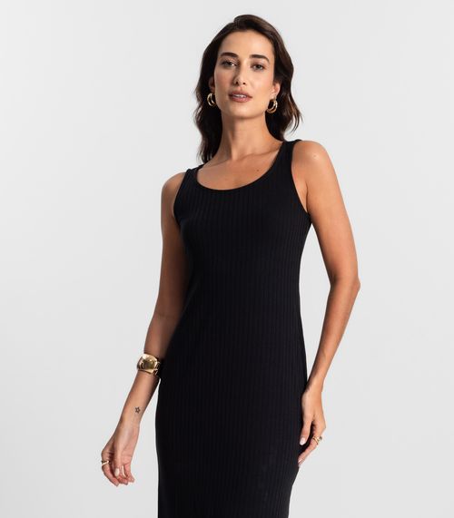 Vestido Feminino Midi Ribana Nobre KO Preto