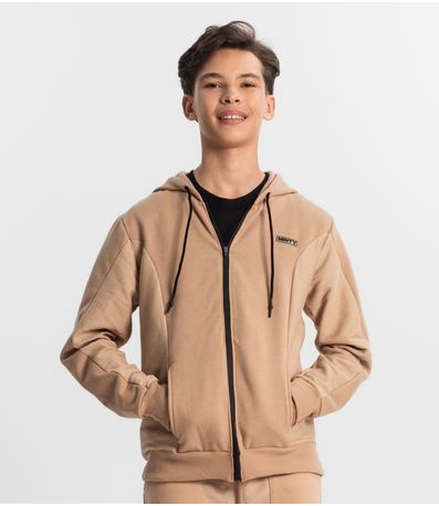 Jaqueta Juvenil Masculina Em Moletom Minty Marrom