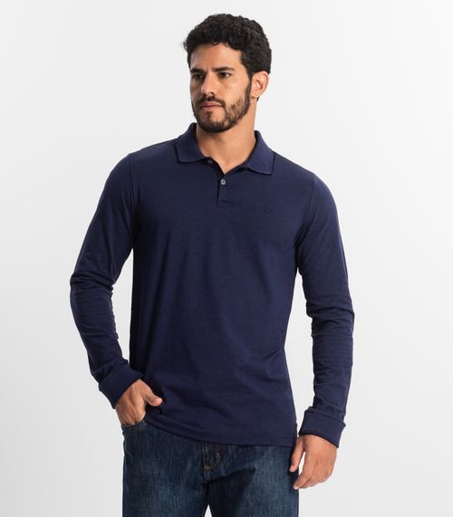 Polo Masculina  Manga Longa Diametro Azul