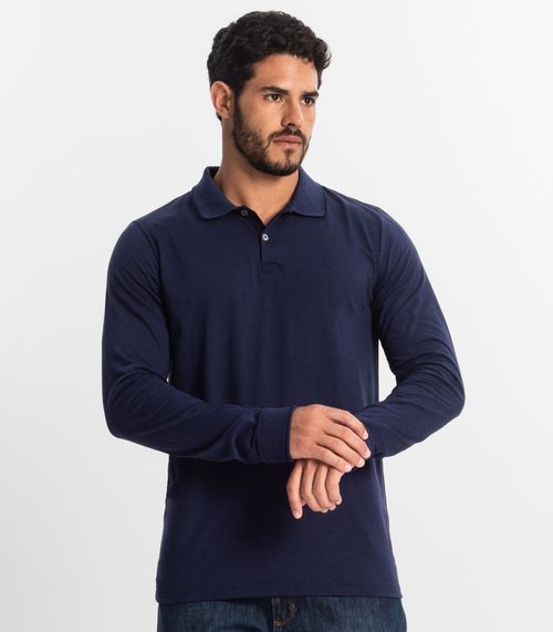Polo Masculina  Manga Longa Diametro Azul