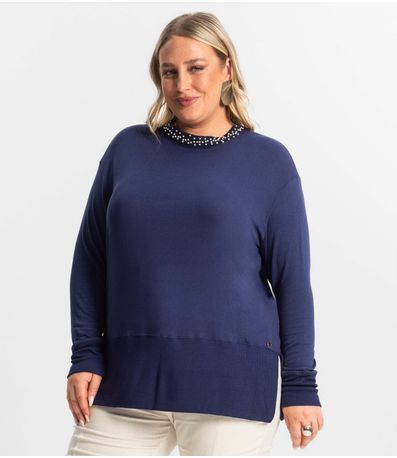 Blusão Feminino Plus Size Secret Glam Azul