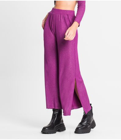 Calça Juvenil Feminina Em Ribana Canelada Minty Roxo