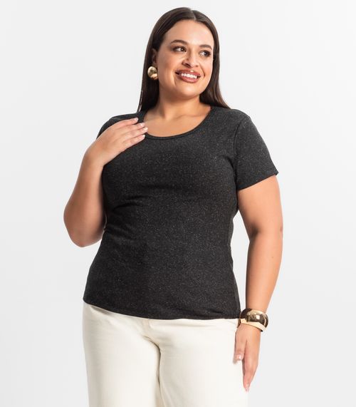 Blusa Ribana de Linho Plus Size Feminina KO Preto