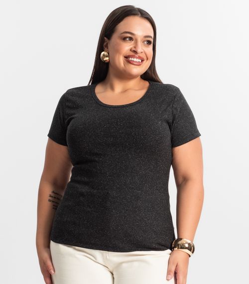 Blusa Ribana de Linho Plus Size Feminina KO Preto