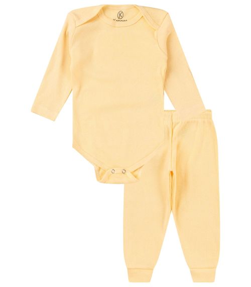 Kit Body Bebê Canelado 2 Peças Kappes Amarelo