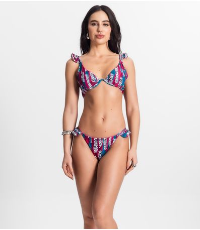 Conjunto Biquíni Estampado Com Aro Bela Gaia Rosa