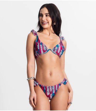 Conjunto Biquíni Estampado Com Aro Bela Gaia Rosa