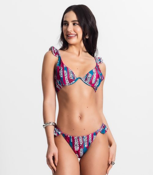 Conjunto Biquíni Estampado Com Aro Bela Gaia Rosa