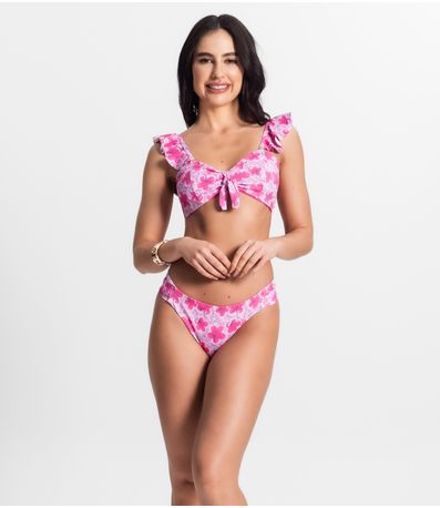 Conjunto Biquíni Estampado 2 em 1 Bela Gaia Rosa