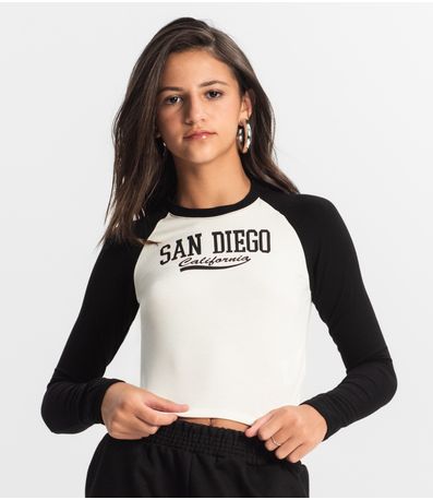 Blusa Juvenil Manga Longa San Diego Minty Preto
