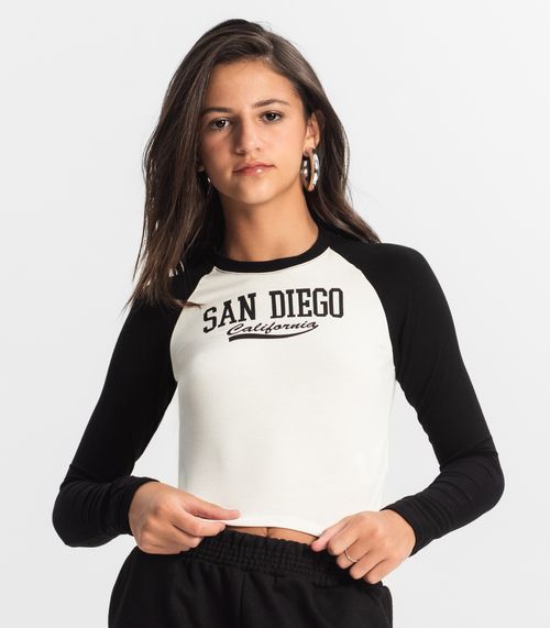 Blusa Juvenil Manga Longa San Diego Minty Preto