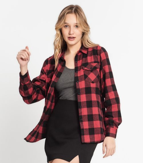 Camisa Xadrez Feminina Flanelada Sea Surf Vermelho