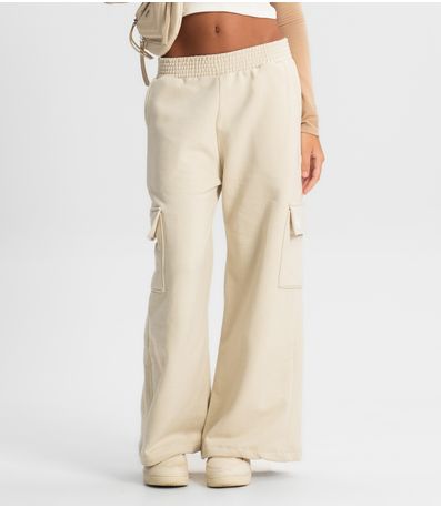 Calça Wide Leg Juvenil Minty Bege
