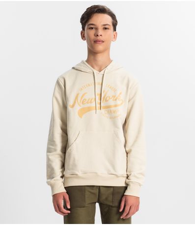 Blusão Juvenil Masculino Com Capuz Minty Bege
