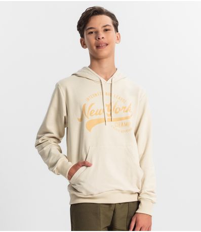 Blusão Juvenil Masculino Com Capuz Minty Bege
