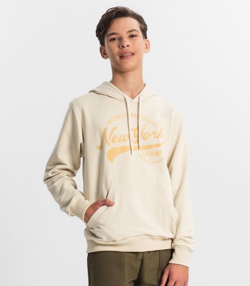 Blusão Juvenil Masculino Com Capuz Minty Bege