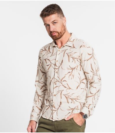 Camisa Manga Longa Em Cotton Leve Diametro Bege