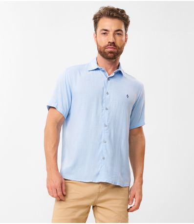 Camisa Masculina Em Viscose Slub Diametro Azul
