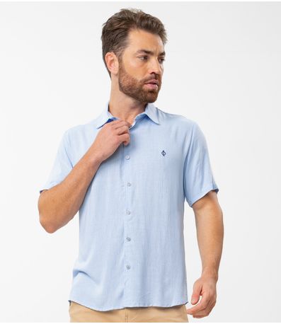 Camisa Masculina Em Viscose Slub Diametro Azul