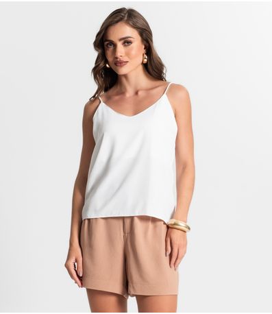 Blusa De Alça Tecido Crepe Marrocos Endless Branco