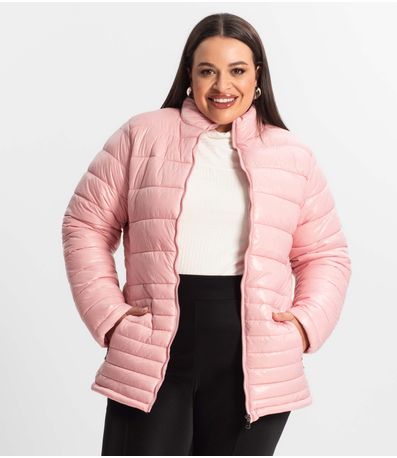 Jaqueta Plus Size Microfibra Secret Glam Rosa
