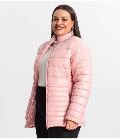 Jaqueta Plus Size Microfibra Secret Glam Rosa
