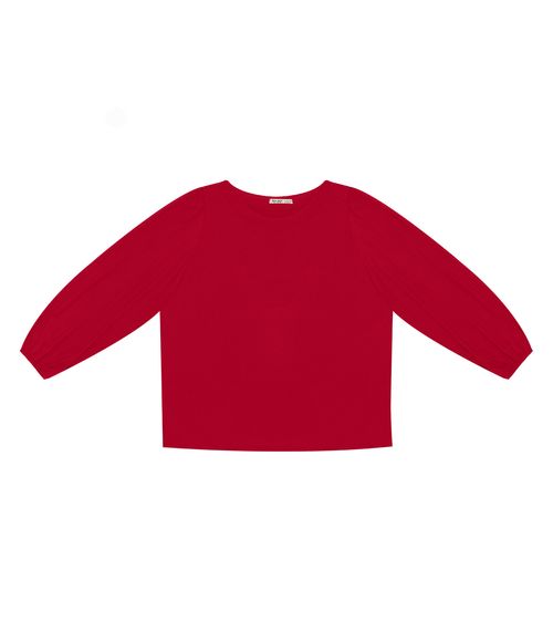 Blusa Plus Size Manga Longa Secret Glam Vermelho